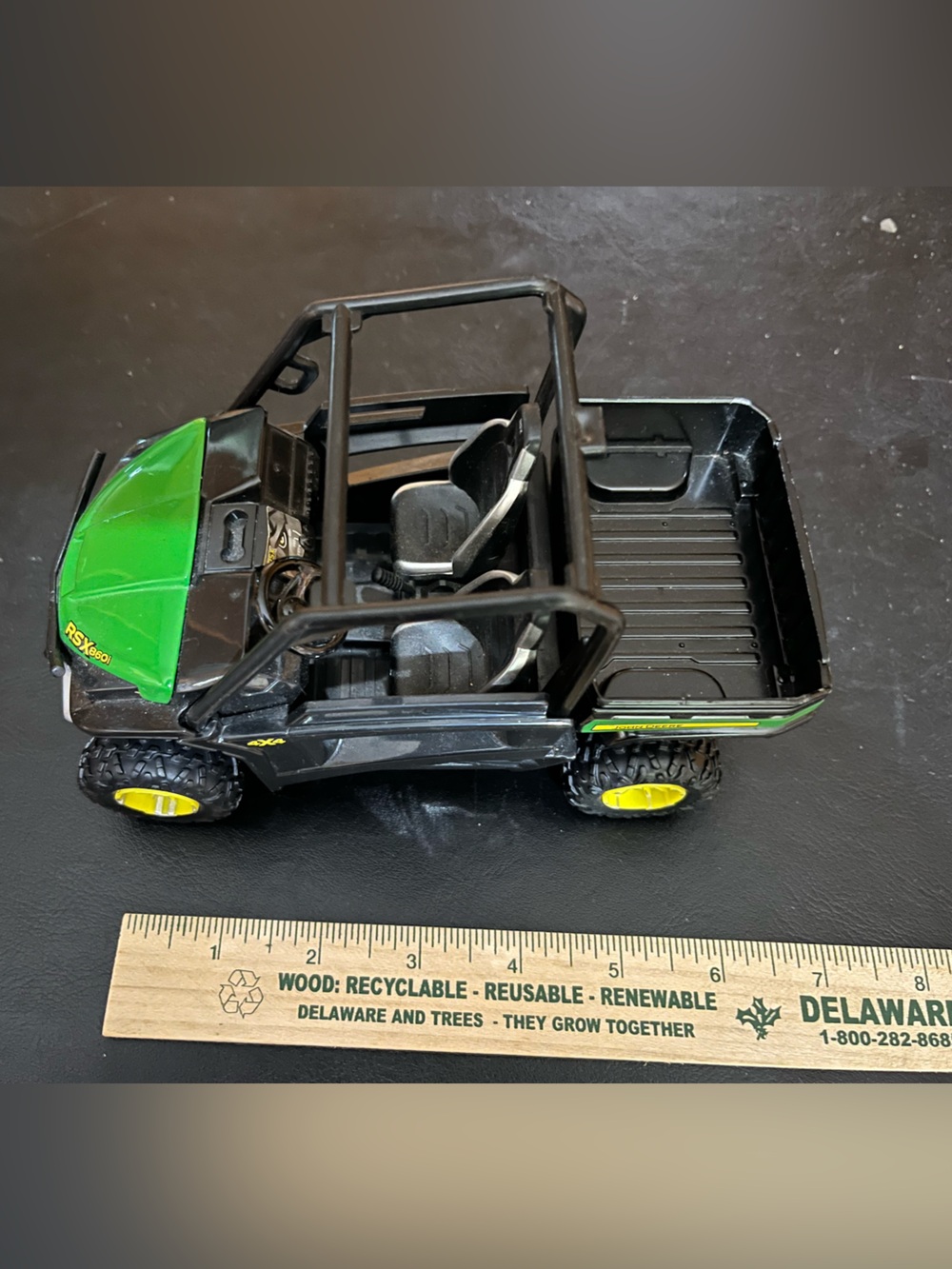 John Deere Black and Green Side-by-Side UTV Toy with Yellow Wheels
